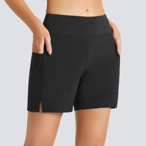 Baleaf Laureate High-Waisted Swim Shorts Board Shorts Outdoor Black Women's 3X